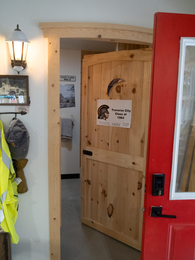 Inside outhouse